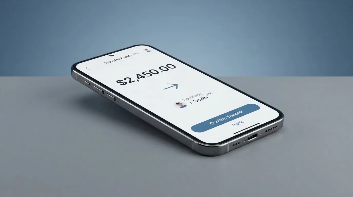 A phone showing a stablecoin transfer screen