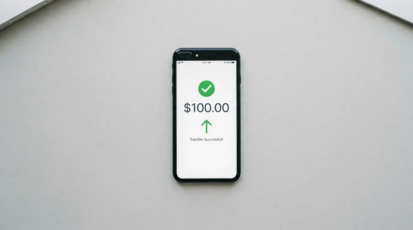 A phone showing a stablecoin transfer screen