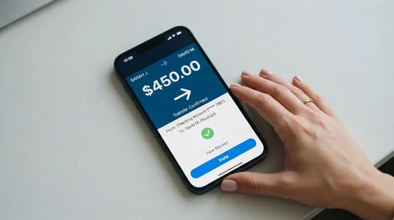 A phone showing a stablecoin transfer screen