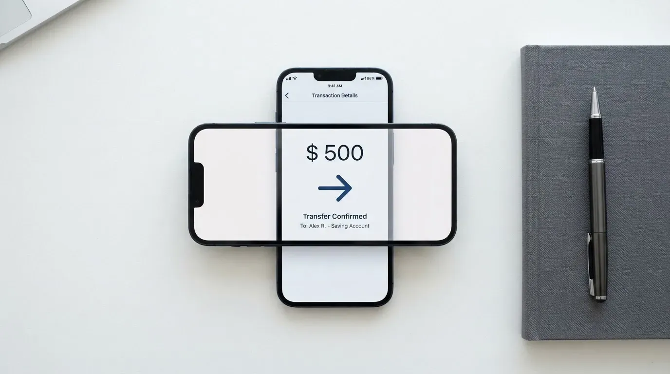 A phone showing a stablecoin transfer screen