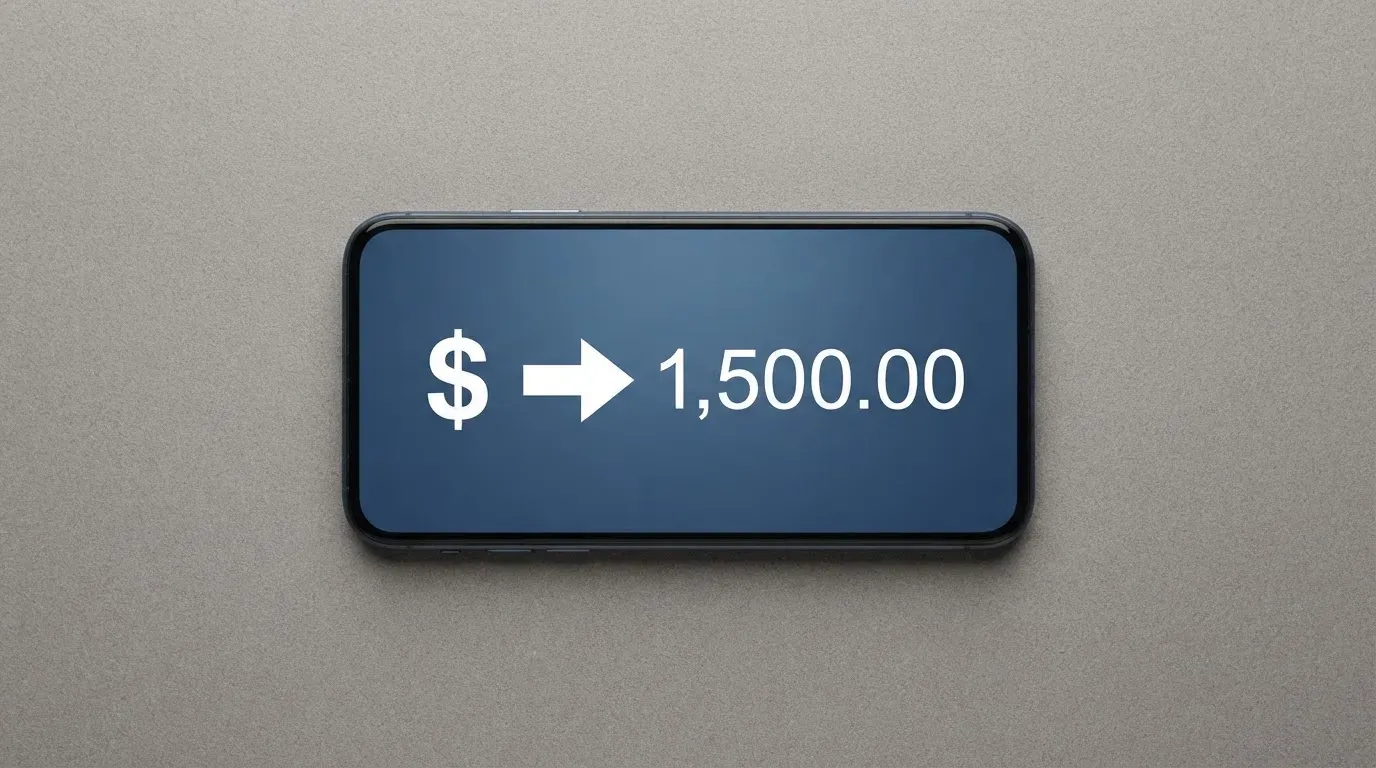 A phone showing a stablecoin transfer screen