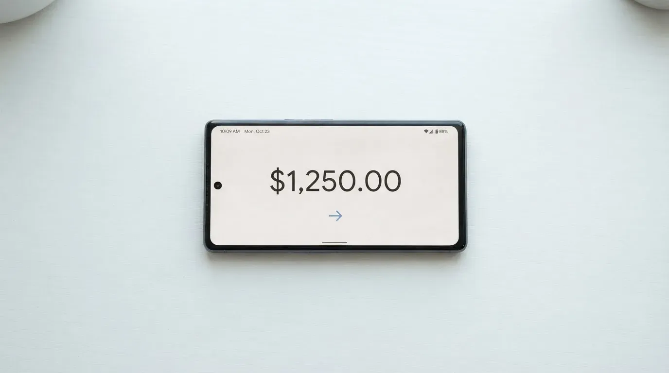 A phone showing a stablecoin transfer screen