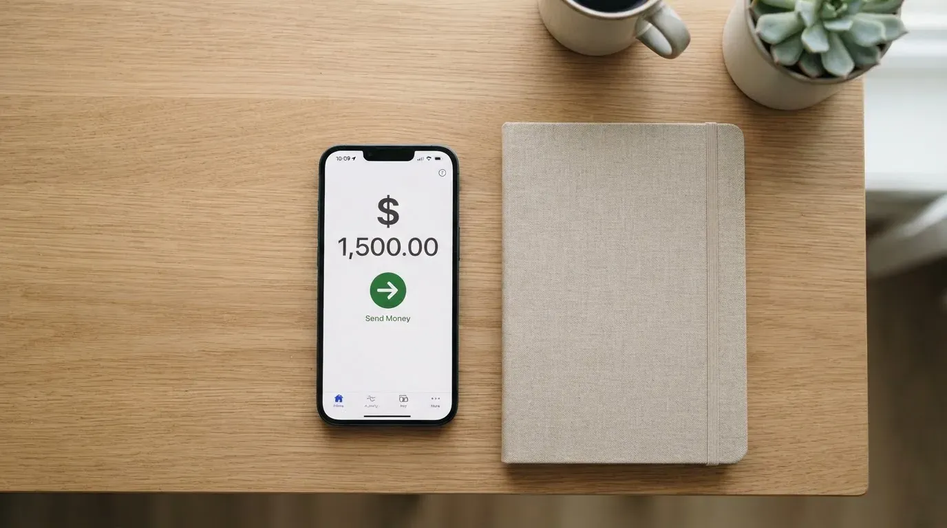 A phone showing a stablecoin transfer screen