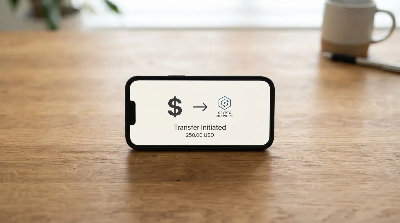 A phone showing a stablecoin transfer screen