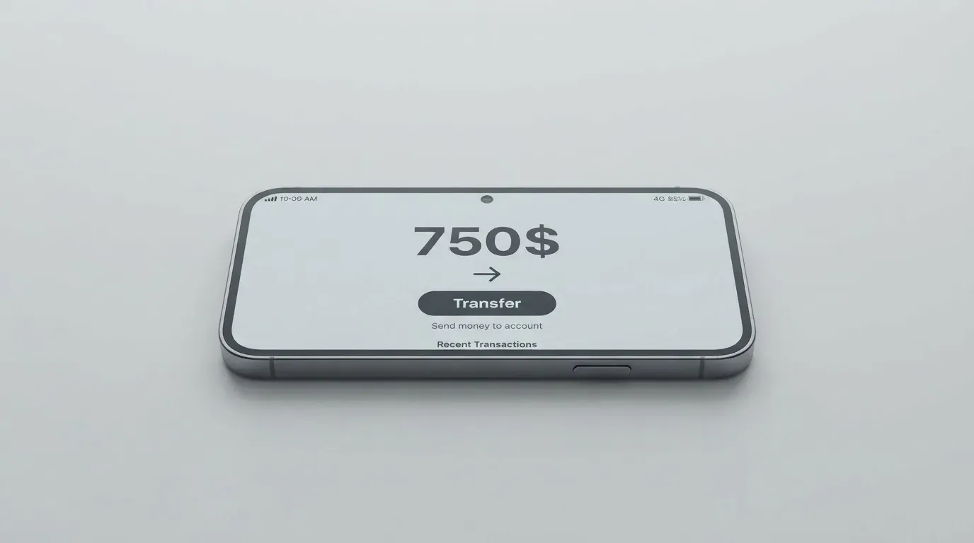 A phone showing a stablecoin transfer screen