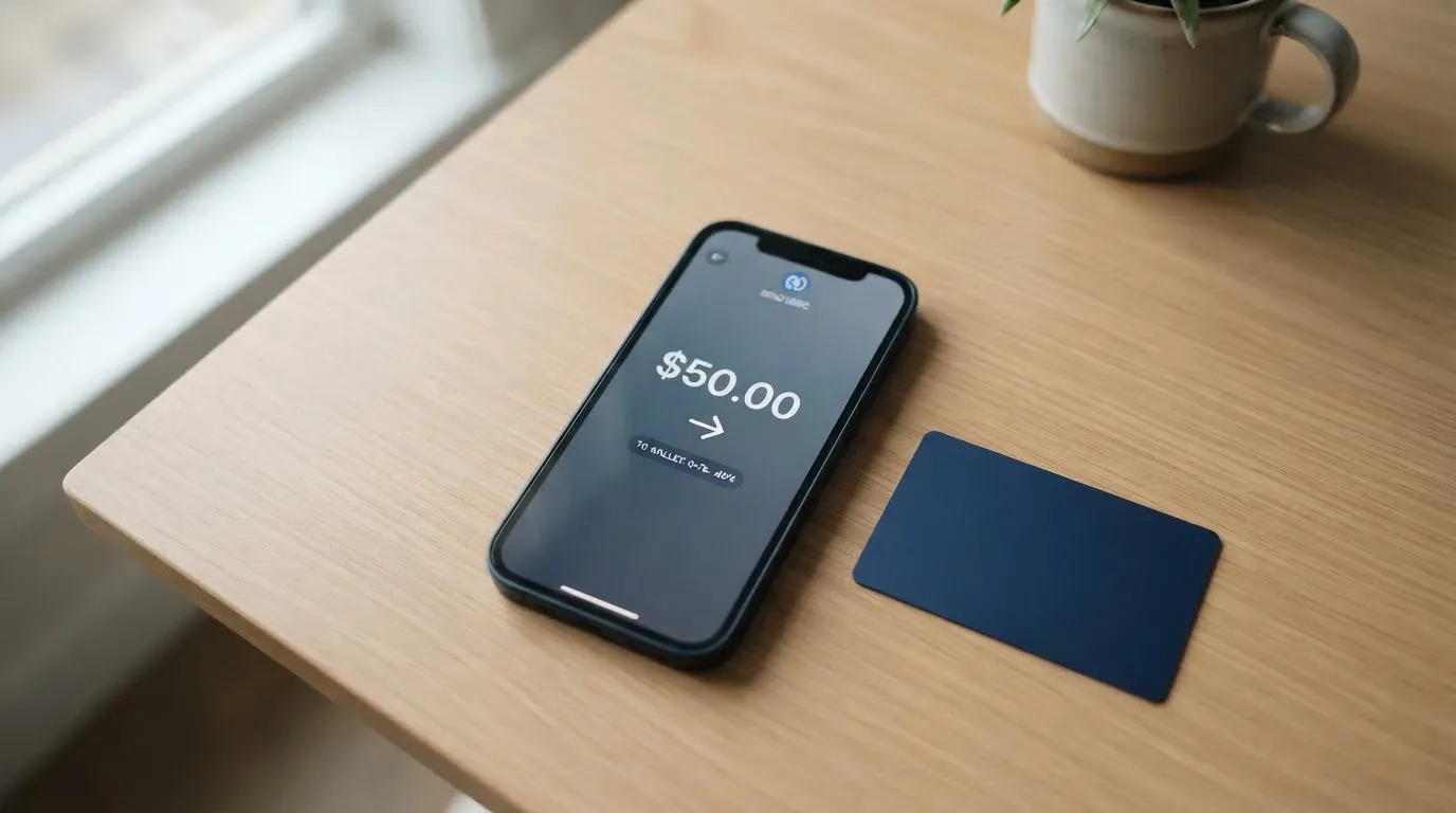 A phone showing a stablecoin transfer screen