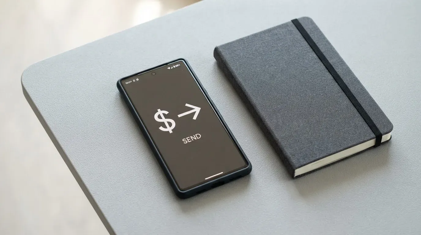 A phone showing a stablecoin transfer screen