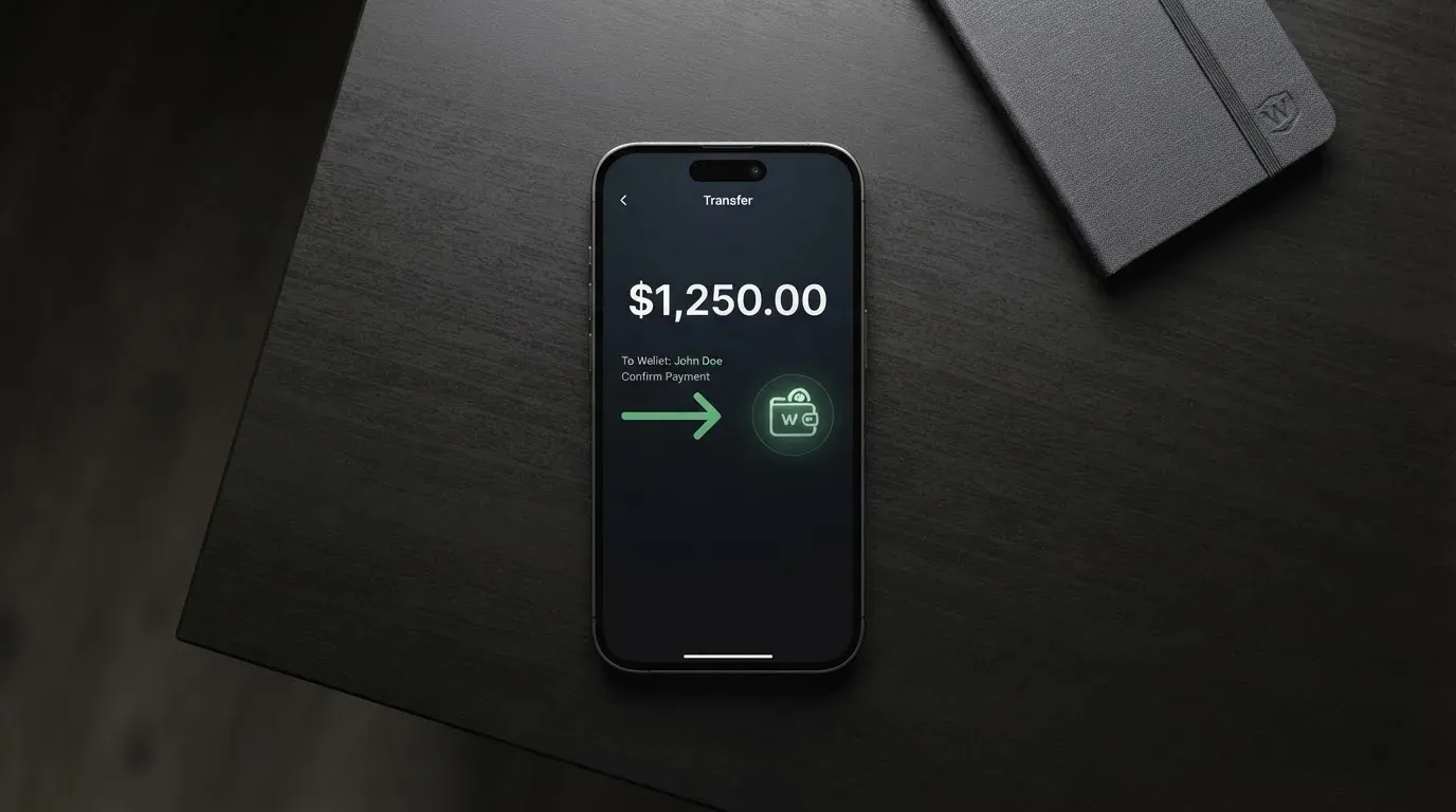 A phone showing a stablecoin transfer screen