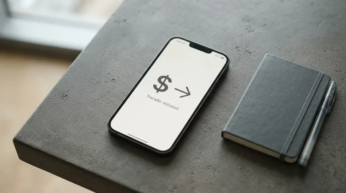 A phone showing a stablecoin transfer screen
