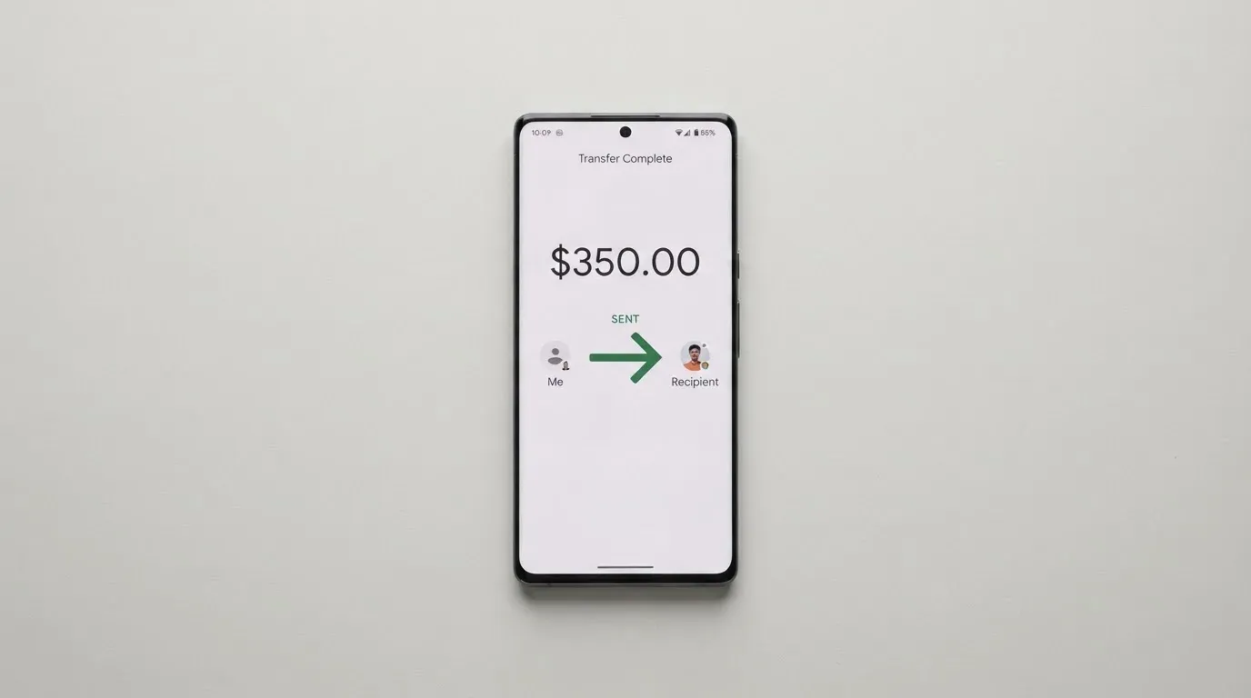 A phone showing a stablecoin transfer screen