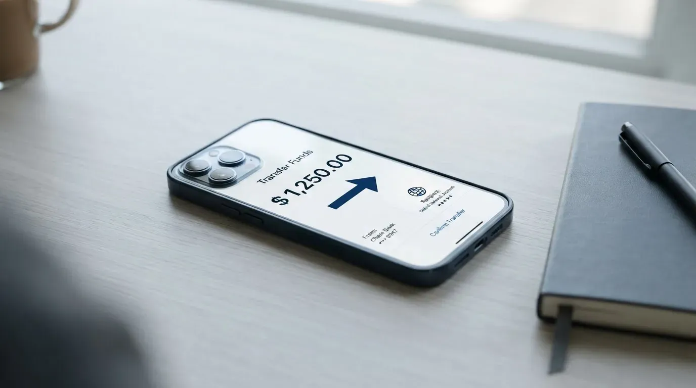 A phone showing a stablecoin transfer screen