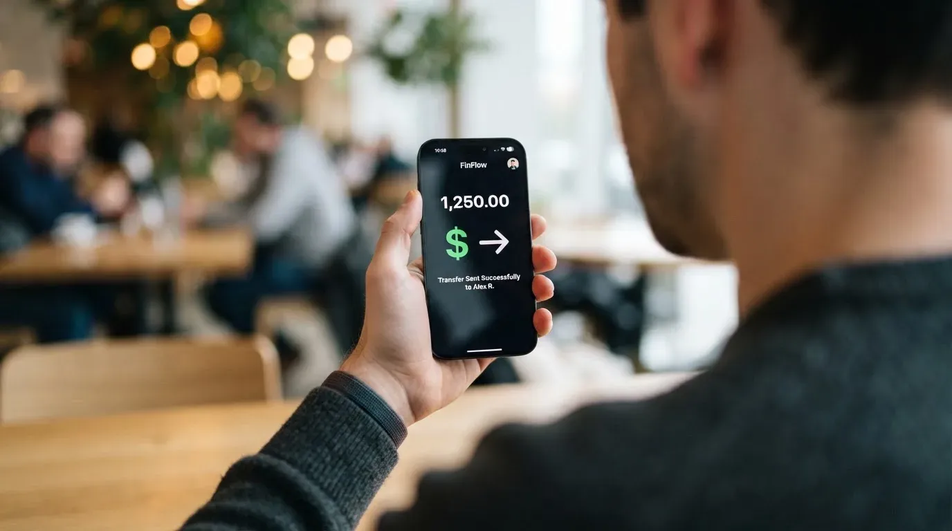 A phone showing a stablecoin transfer screen
