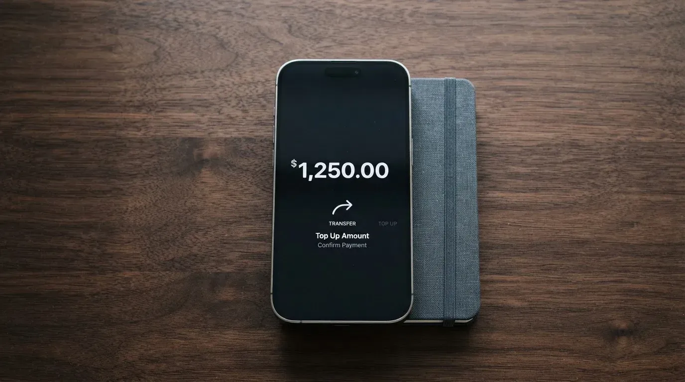 A phone showing a stablecoin transfer screen