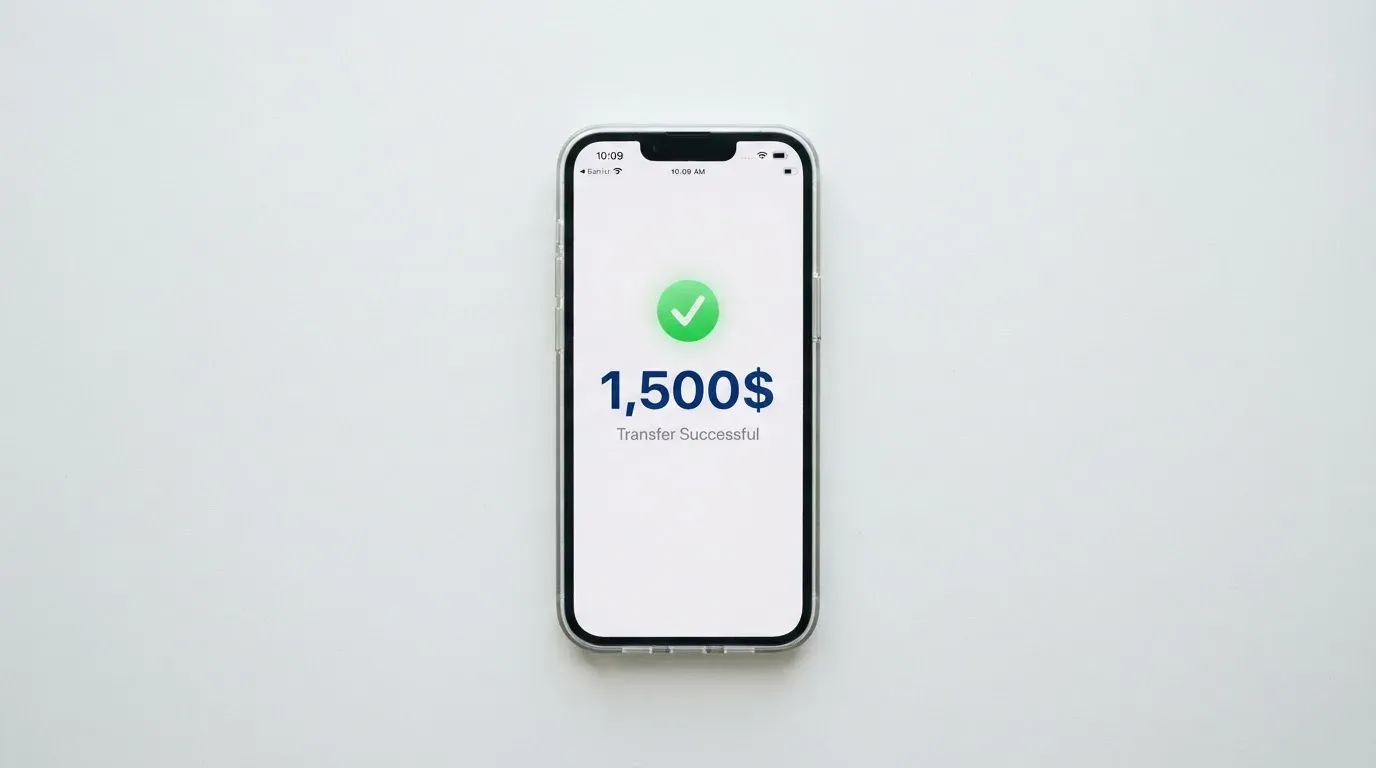 A phone showing a stablecoin transfer screen