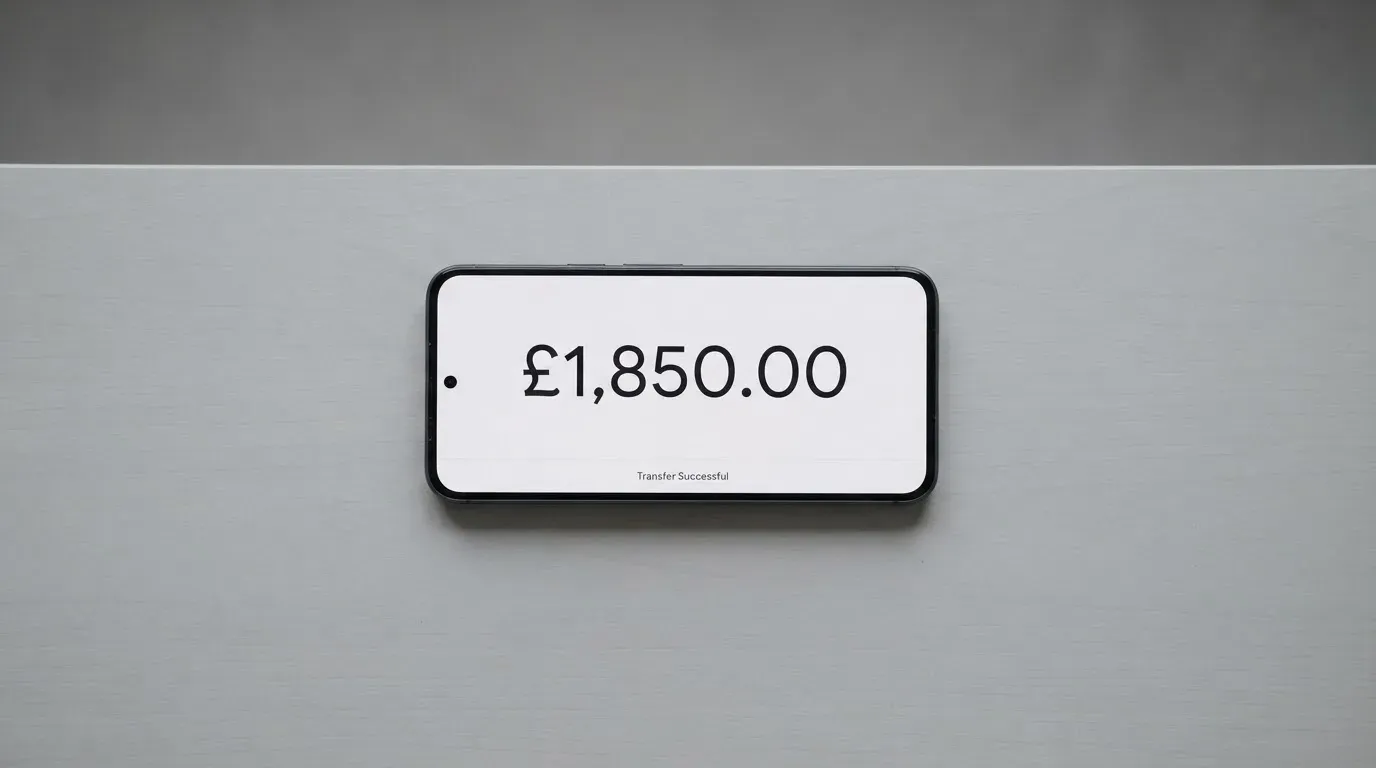 A phone showing a stablecoin transfer screen