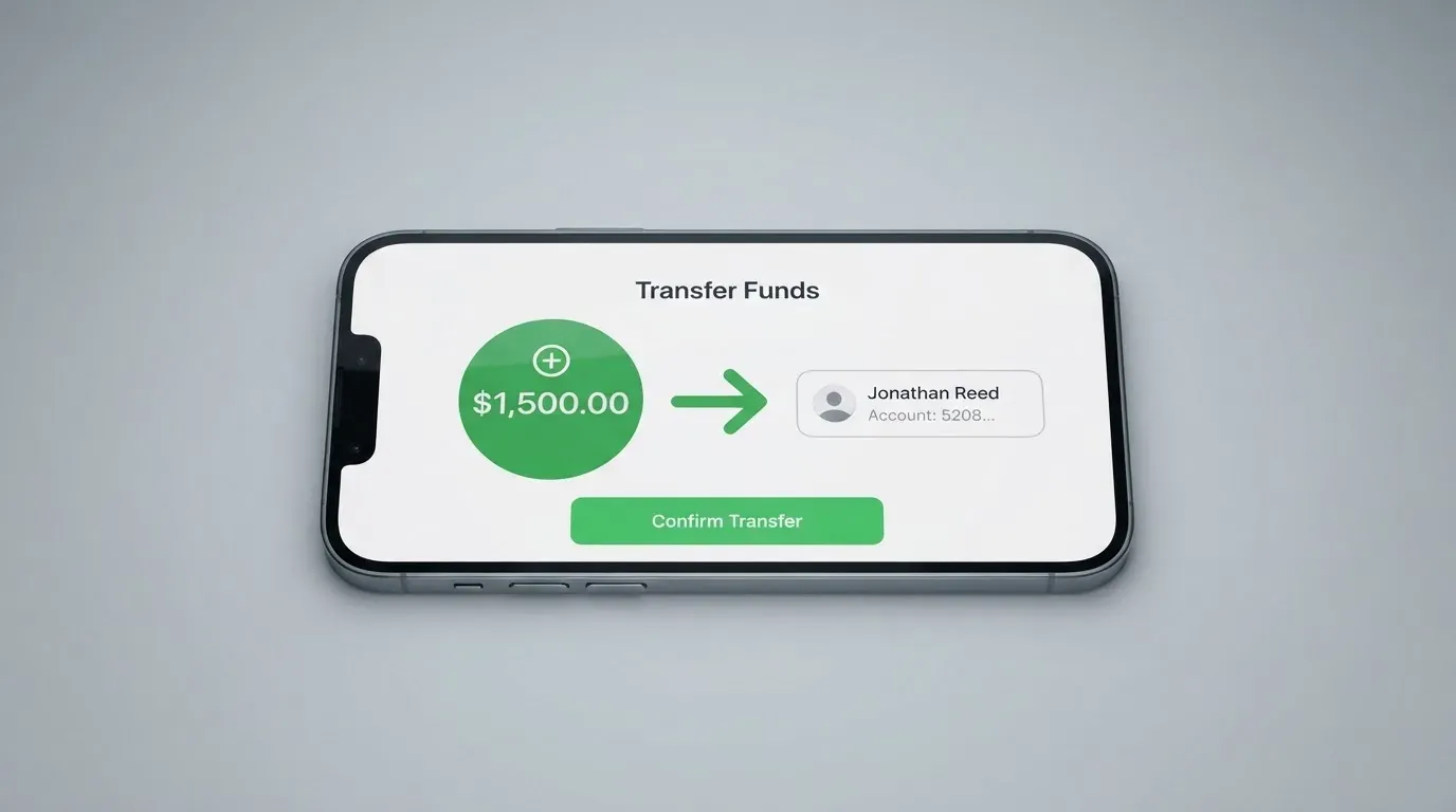 A phone showing a stablecoin transfer screen