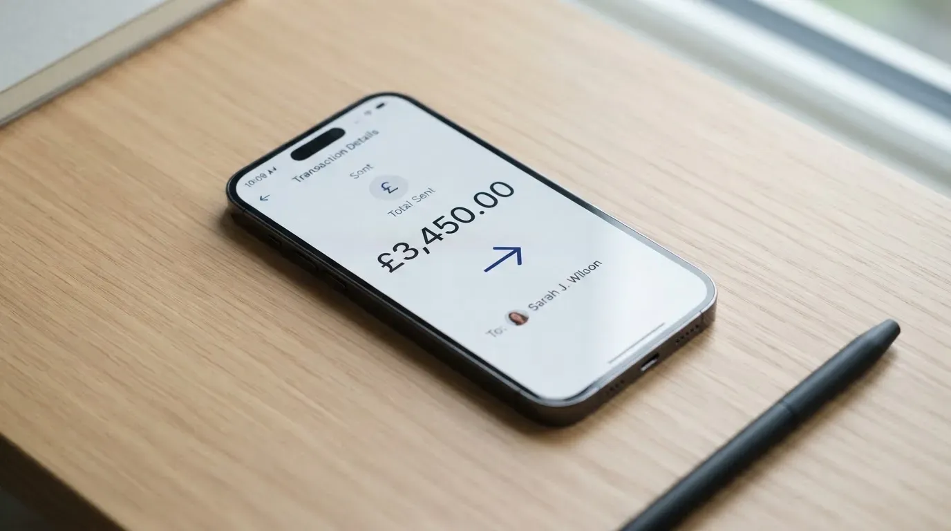 A phone showing a stablecoin transfer screen