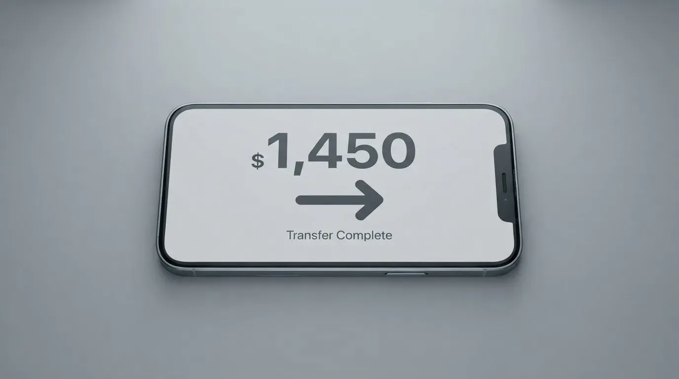 A phone showing a stablecoin transfer screen