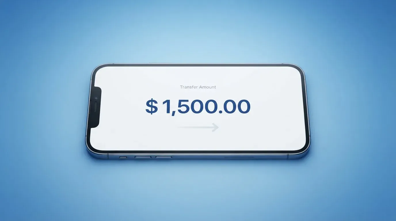 A phone showing a stablecoin transfer screen