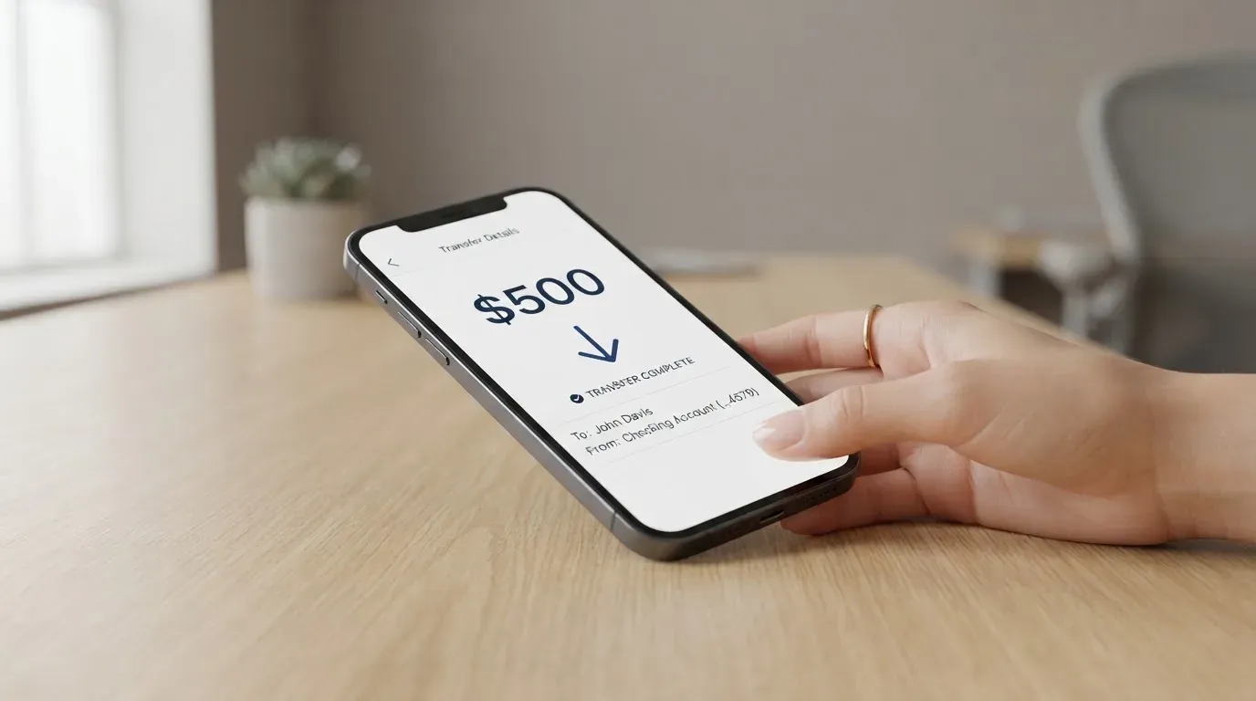 A phone showing a stablecoin transfer screen