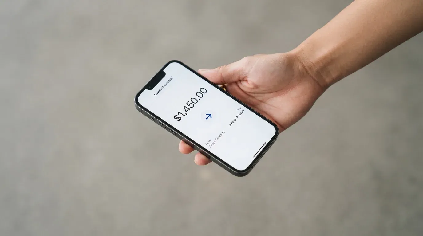 A phone showing a stablecoin transfer screen