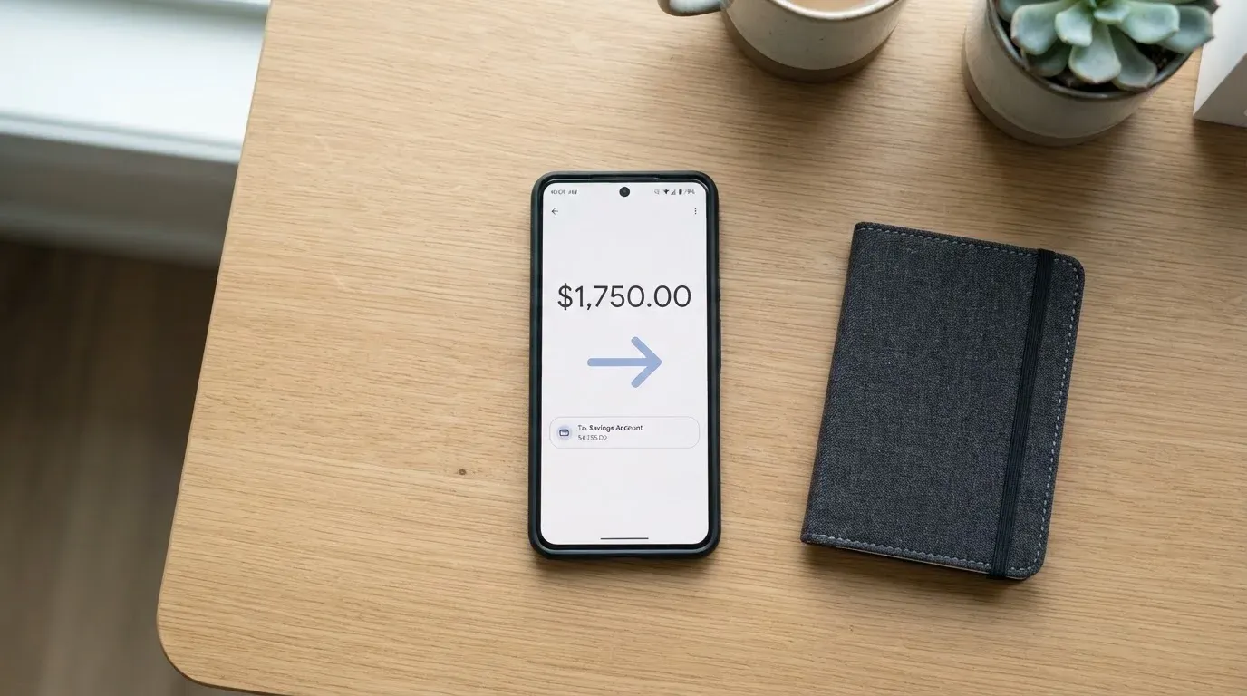 A phone showing a stablecoin transfer screen