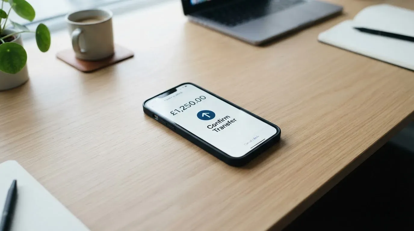 A phone showing a stablecoin transfer screen