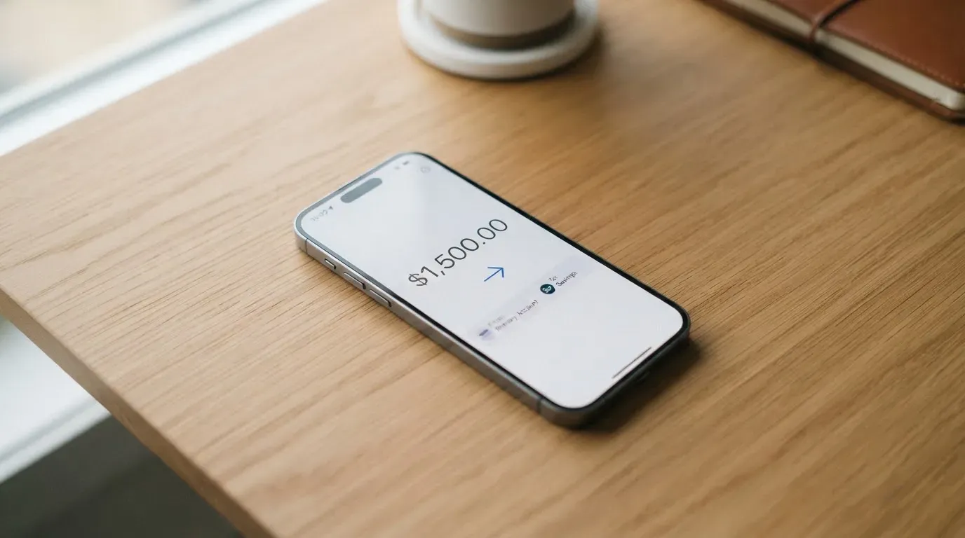 A phone showing a stablecoin transfer screen