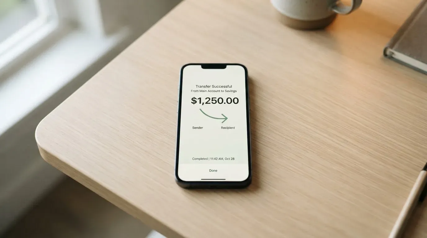 A phone showing a stablecoin transfer screen