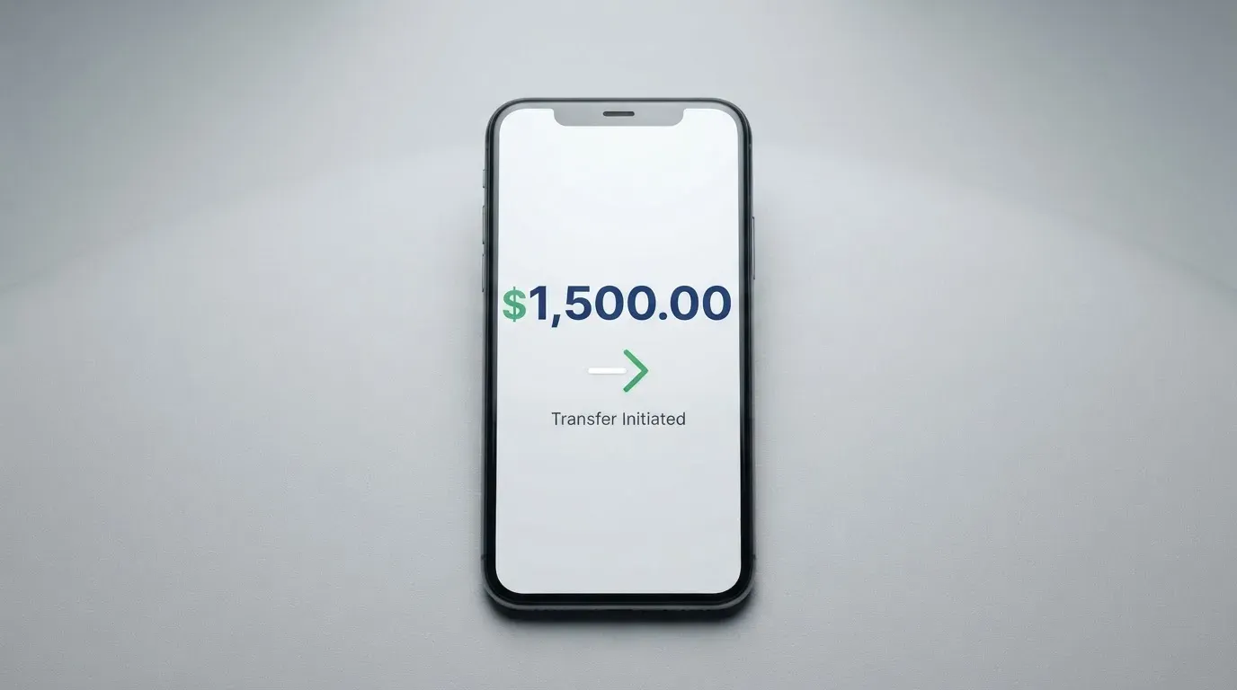 A phone showing a stablecoin transfer screen