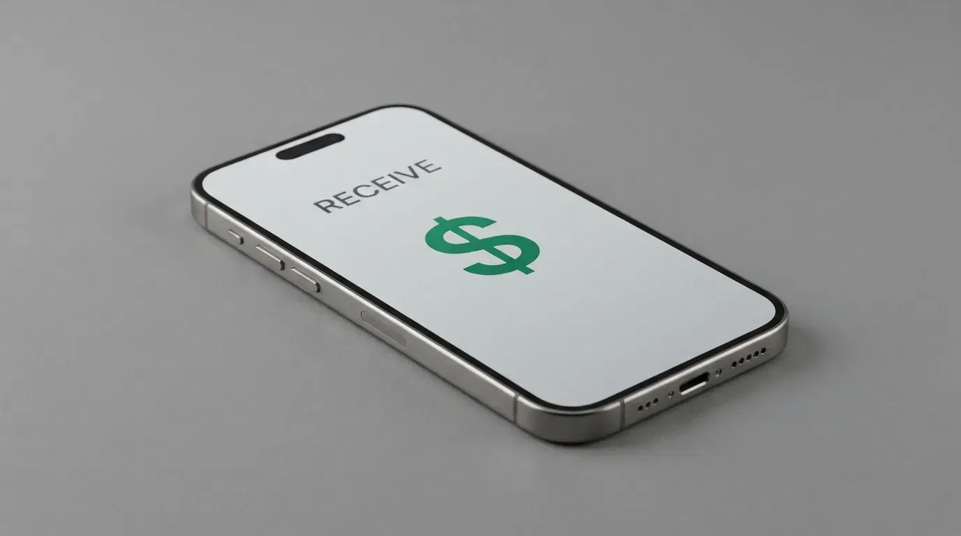A phone showing a stablecoin transfer screen