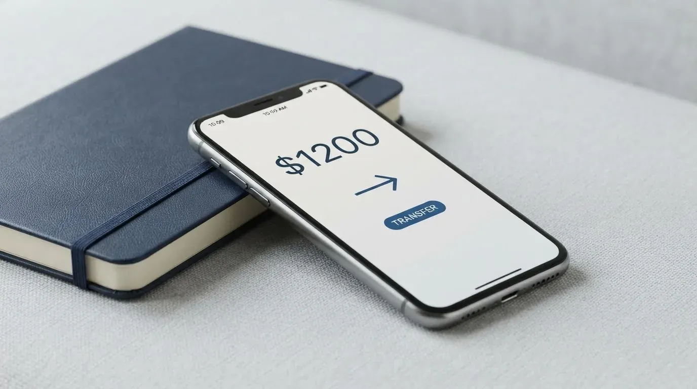 A phone showing a stablecoin transfer screen