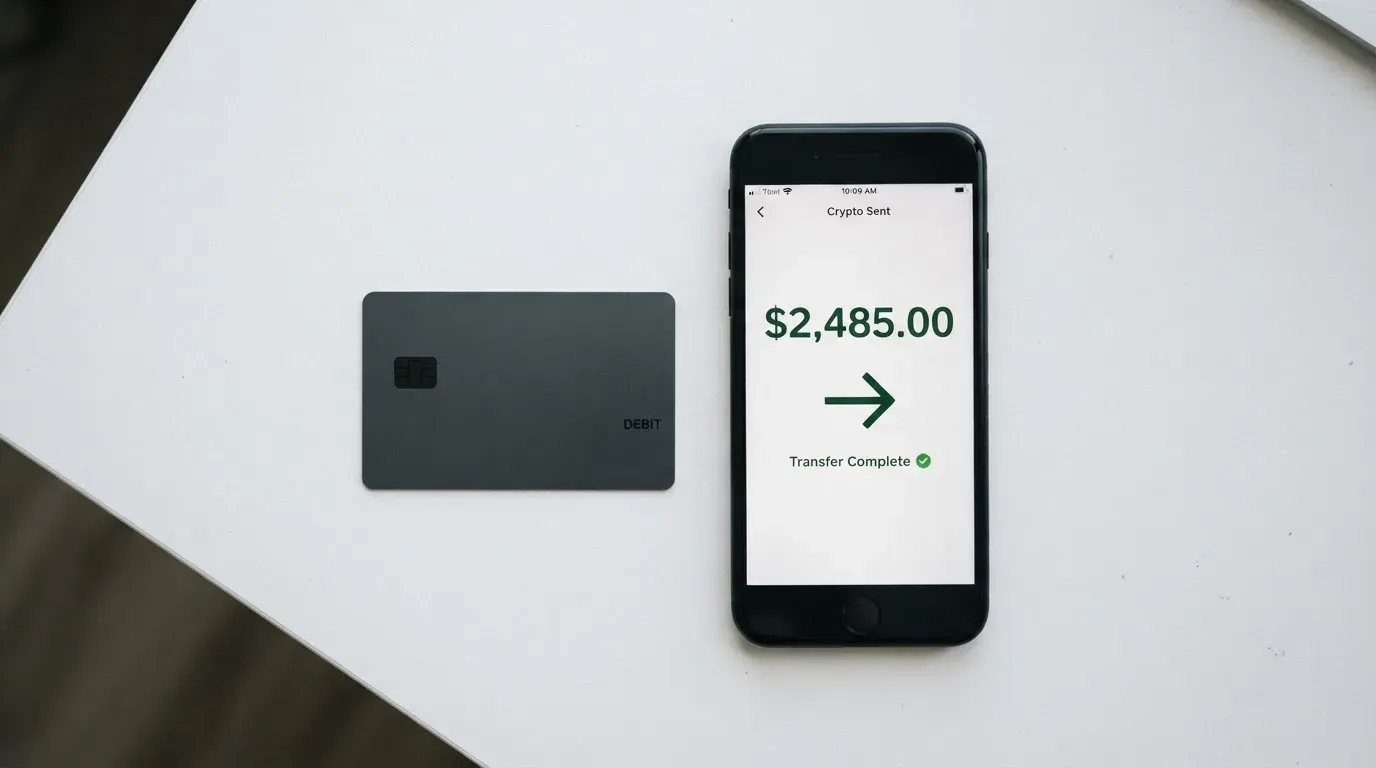 A phone showing a stablecoin transfer screen