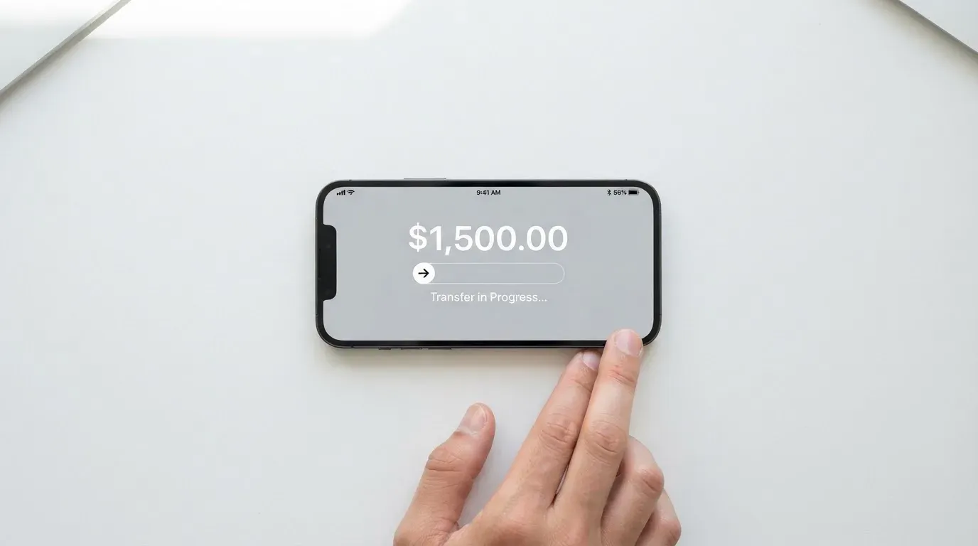 A phone showing a stablecoin transfer screen