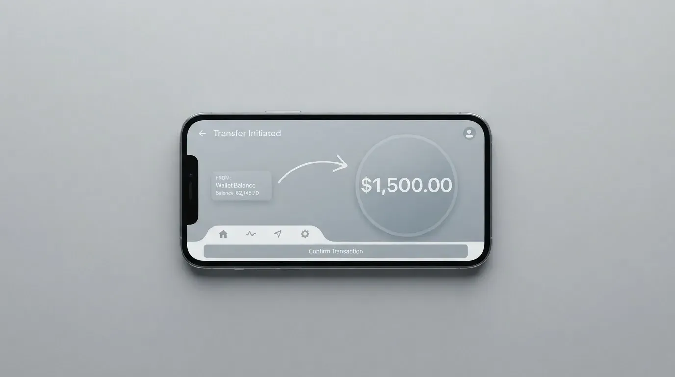 A phone showing a stablecoin transfer screen