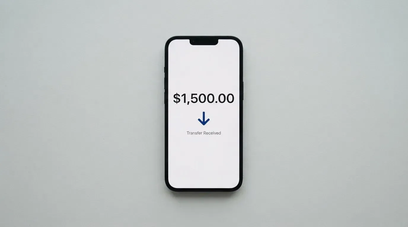 A phone showing a stablecoin transfer screen