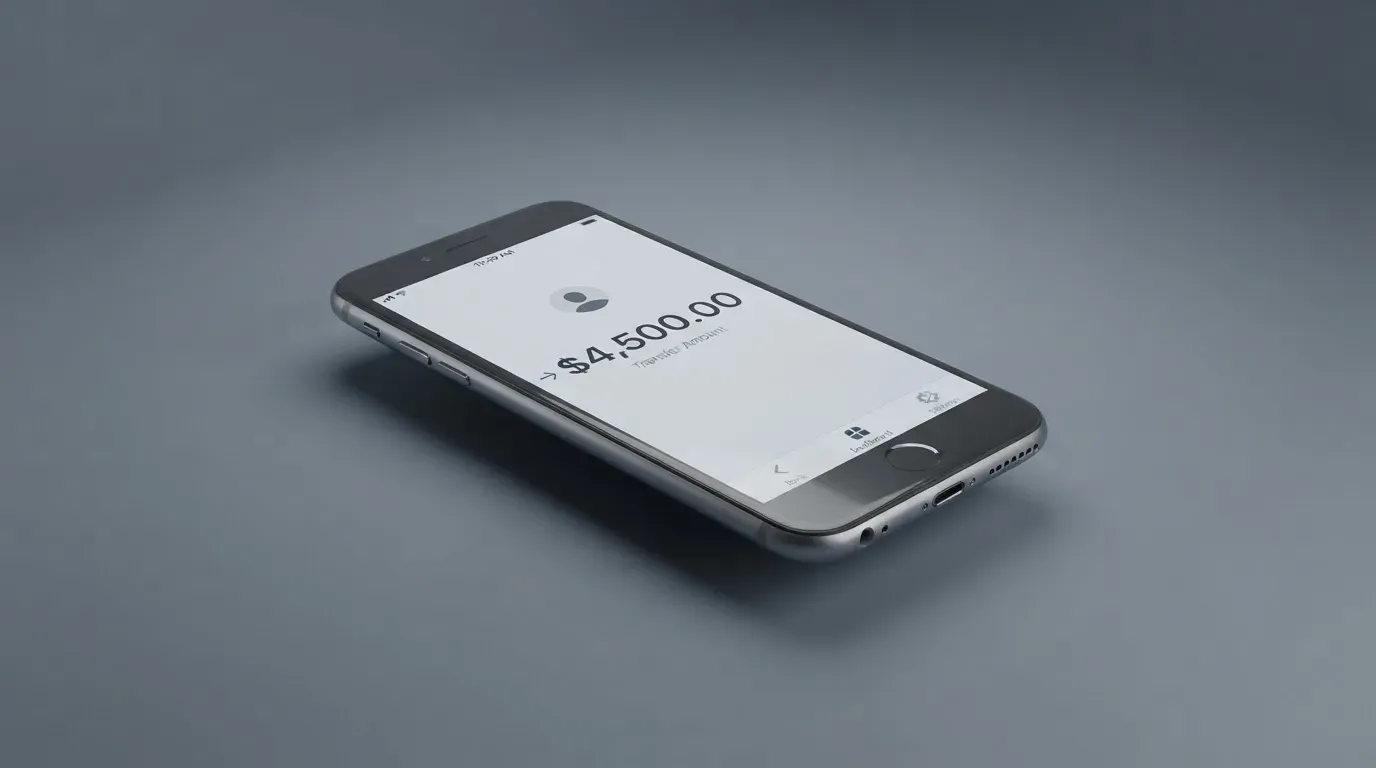 A phone showing a stablecoin transfer screen
