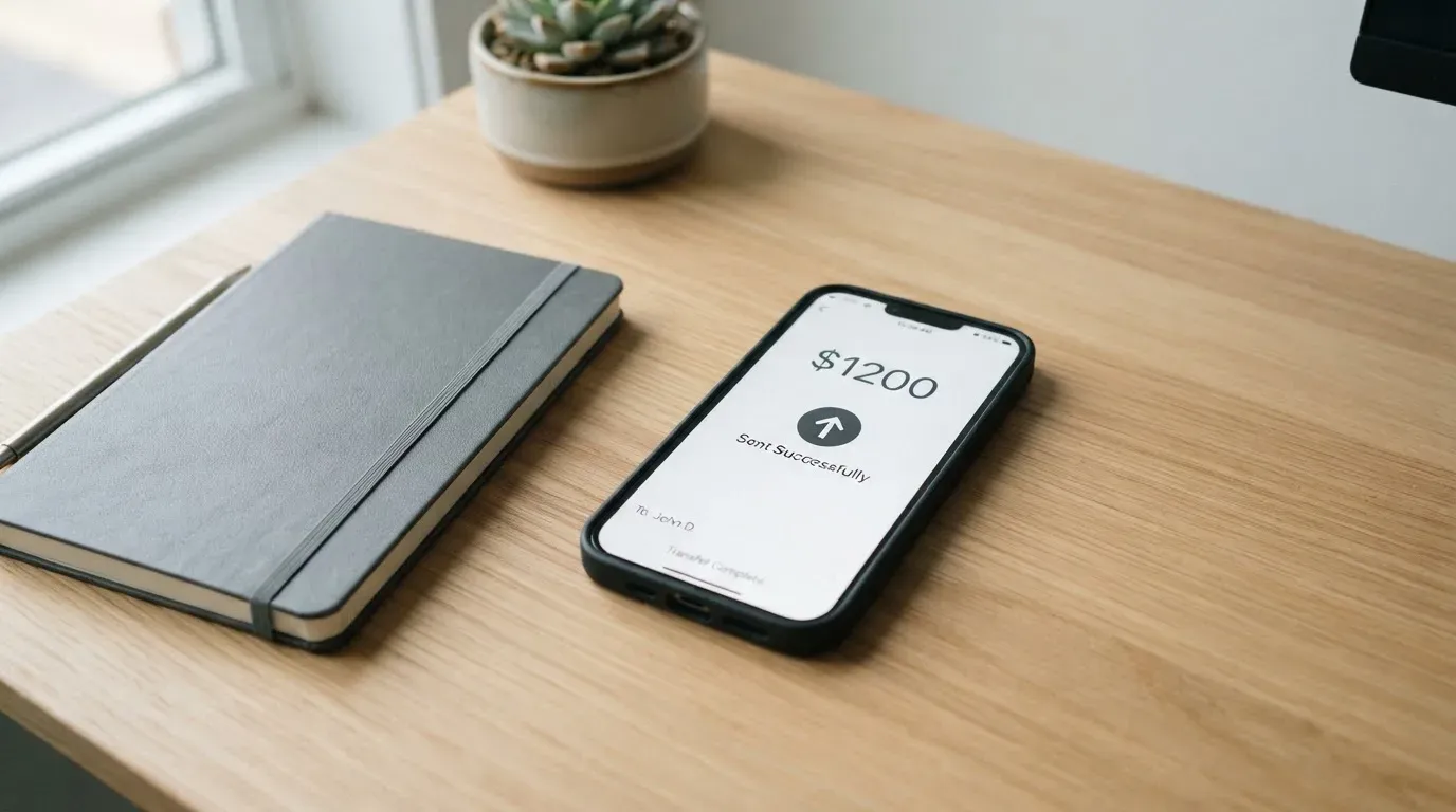 A phone showing a stablecoin transfer screen