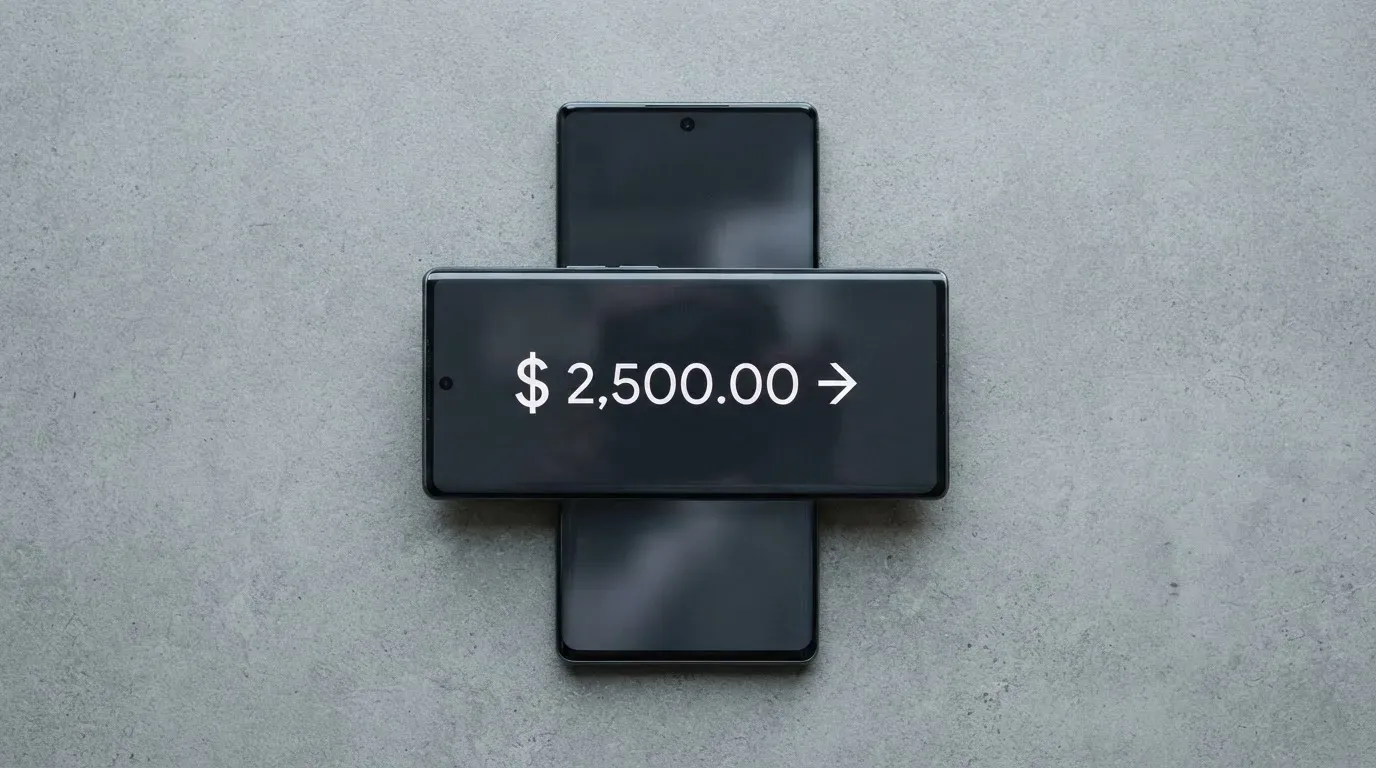 A phone showing a stablecoin transfer screen