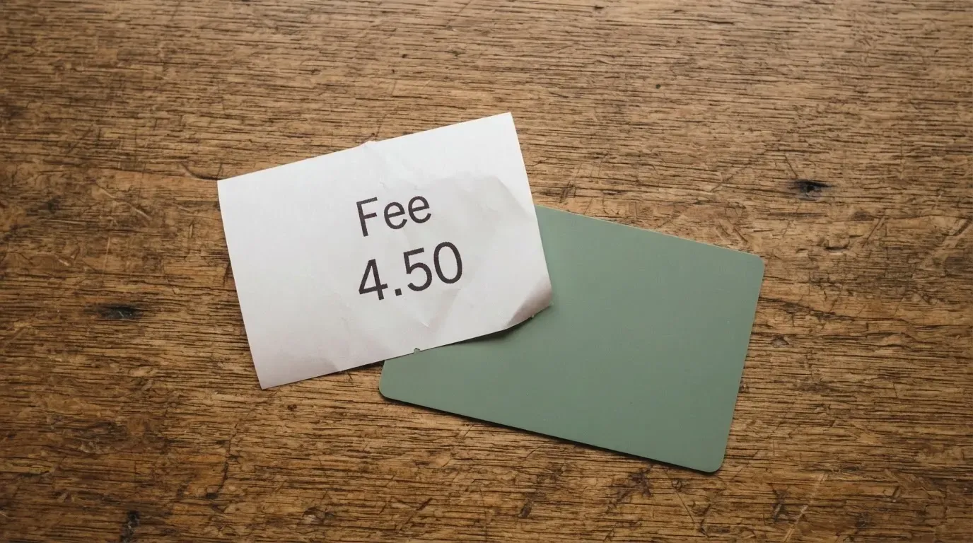A receipt and a card on a café table