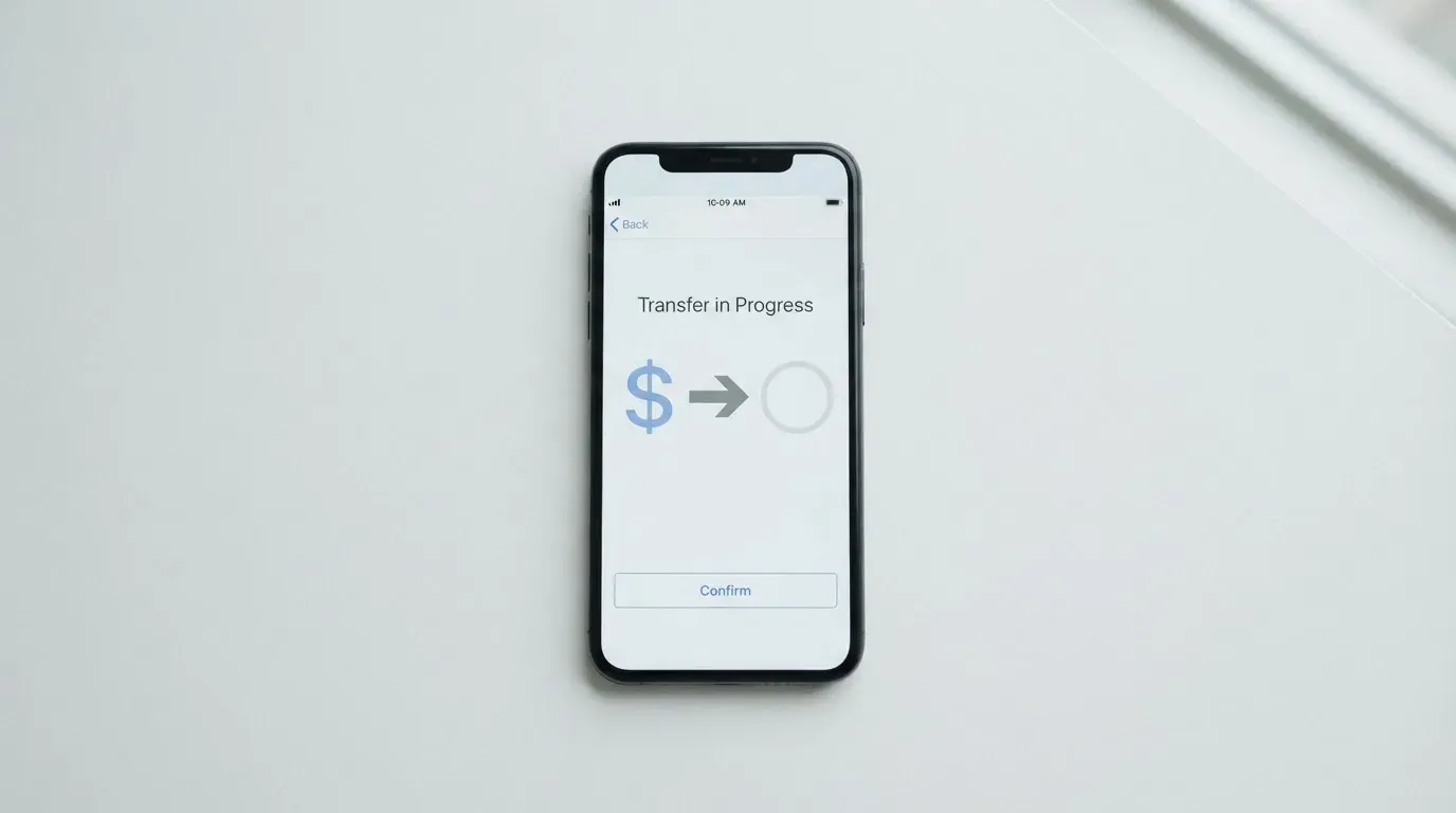 A phone showing a stablecoin transfer screen