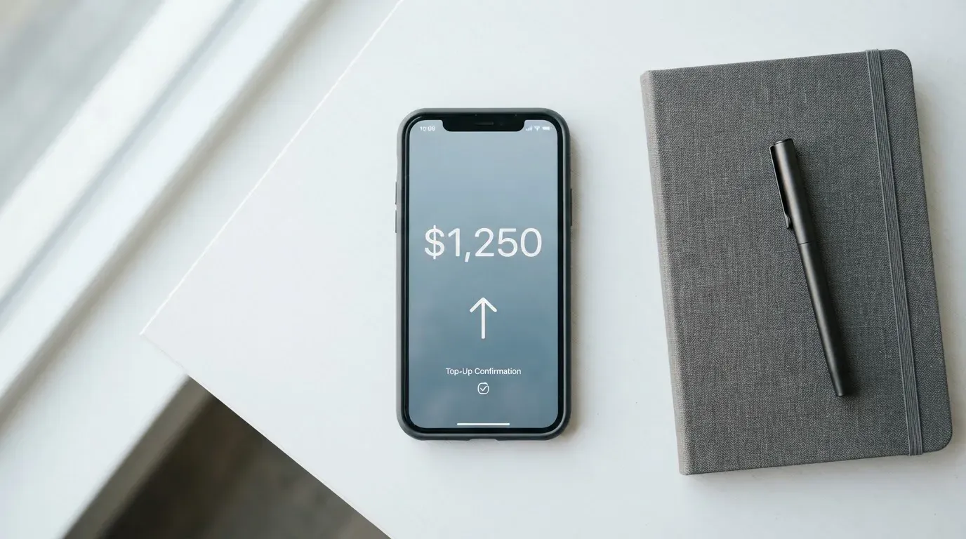 A phone showing a stablecoin transfer screen