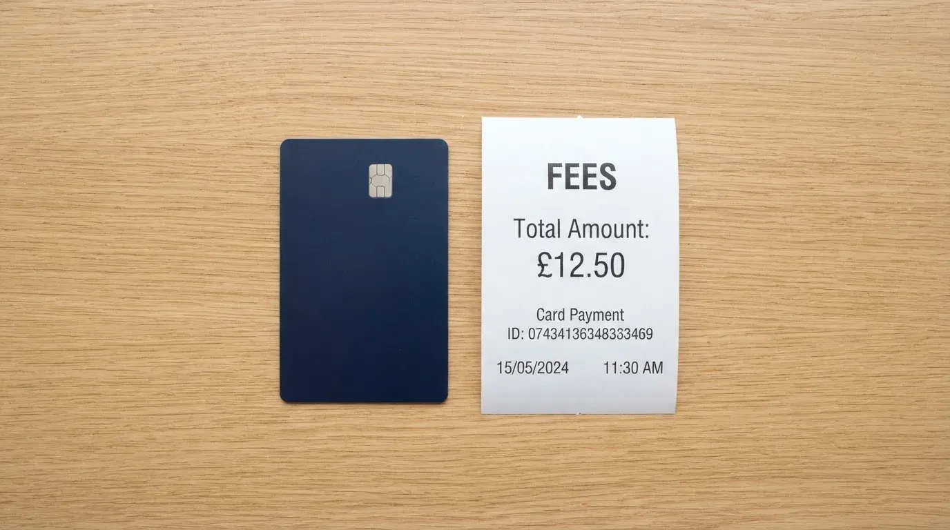 A receipt and a card on a café table