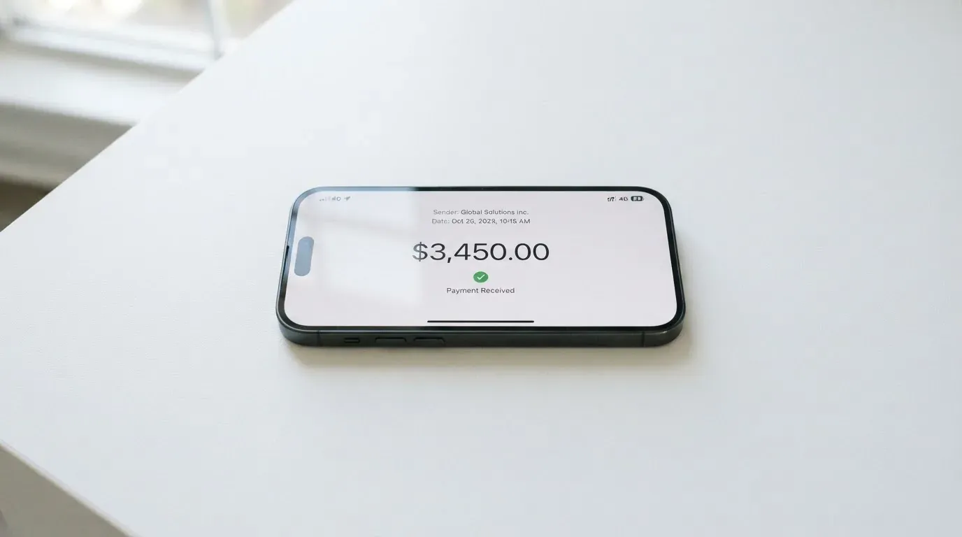 A phone showing a stablecoin transfer screen