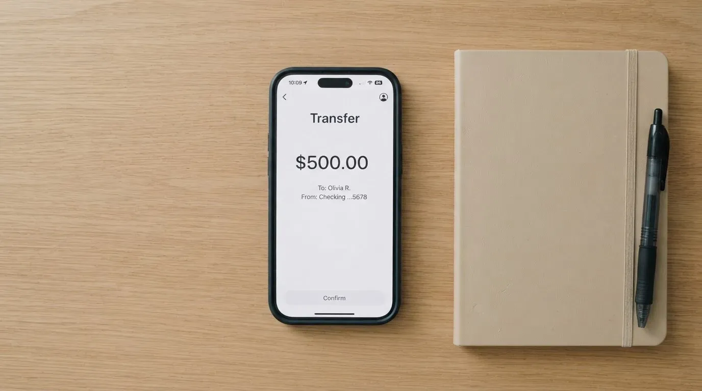 A phone showing a stablecoin transfer screen